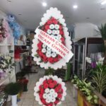 Çelenk İkili Çiftli Yapay Çiçekli Sepet Düğün ve Açılış İçin Celenk Çelengi